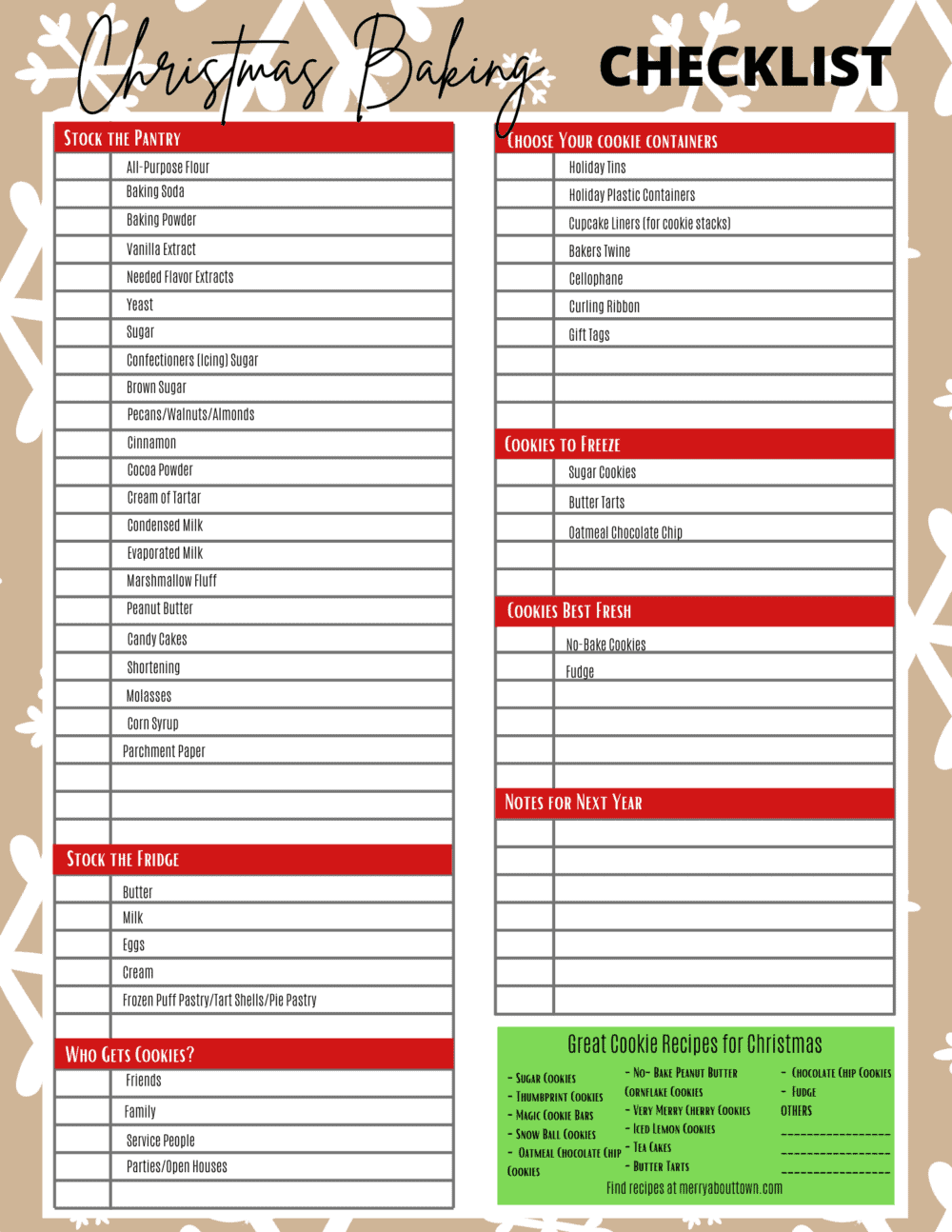 printable christmas baking checklist - merry about town